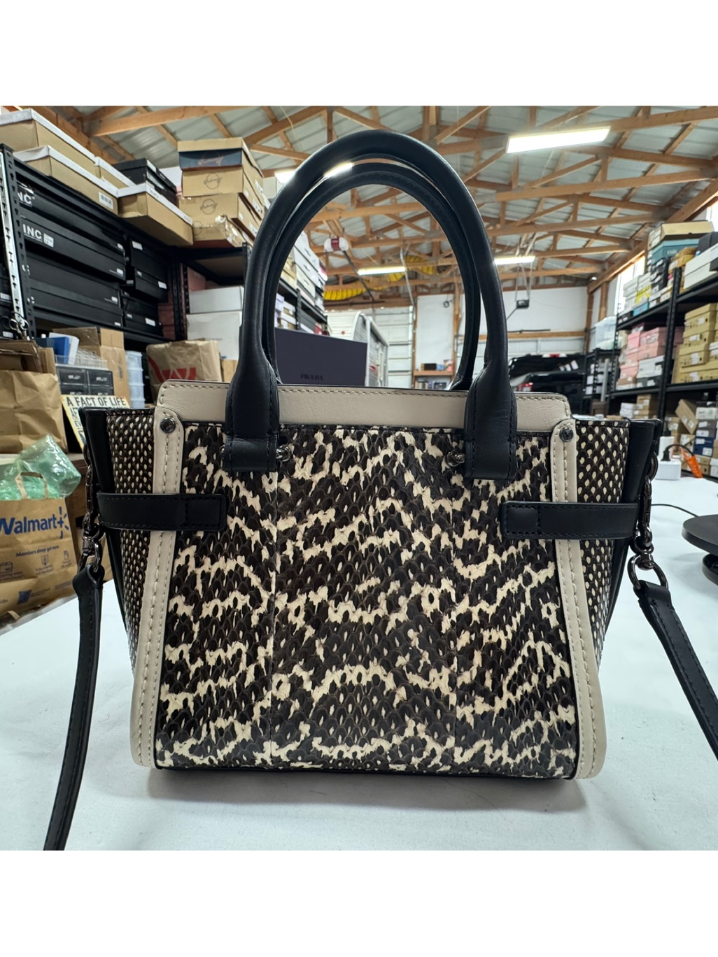 Coach Black & White Swagger Python Shoulder Bag Nwot
